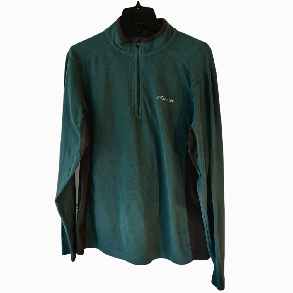 Columbia Green Fleece Pullover Quarter Zip Active Outdoor Sweater Long Sleeve M
